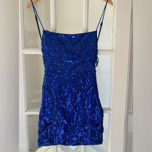 Blue sequins teen dress. M. Fits like size 2/4.
